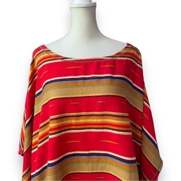 NEW Ryan Michael Serape Summer Linen-Blend Poncho | Size L/XL - Picture 5 of 16